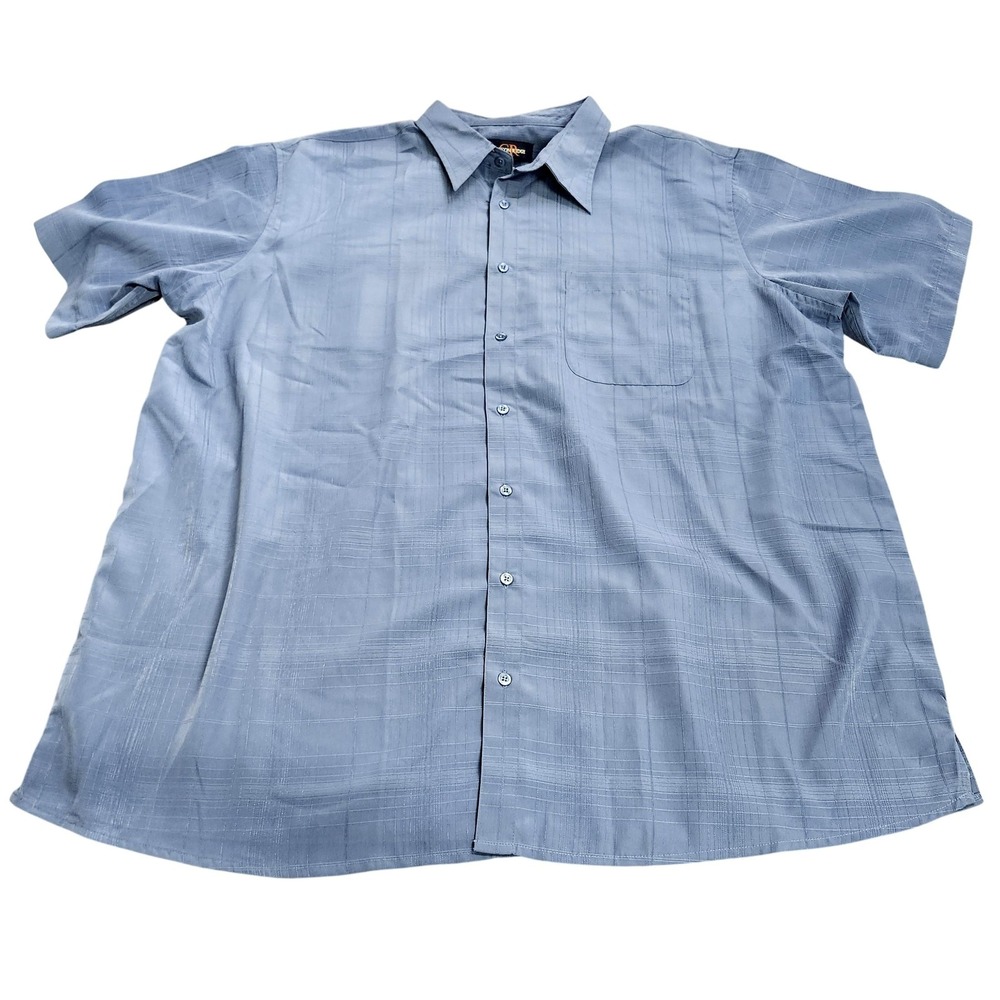 Canyon Ridge Shirt Mens Big 2XL Blue Plaid Short Sleeve Button Casual Summer